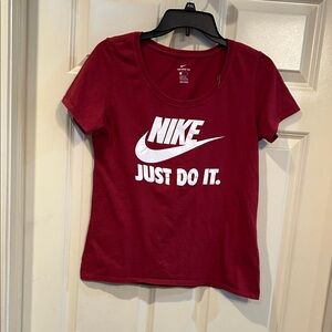 Nike Burgundy Tee with White Logo
